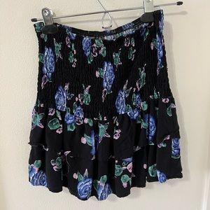 Floral ruffle mini skirt
